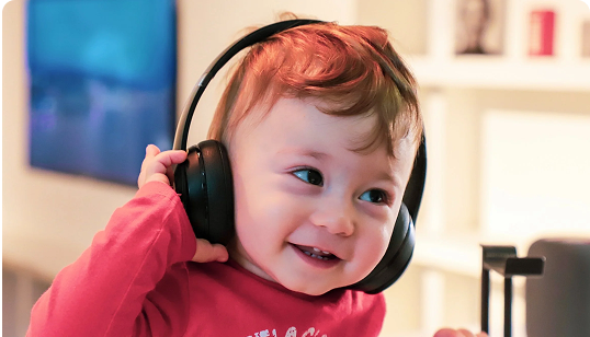 Child with headphones